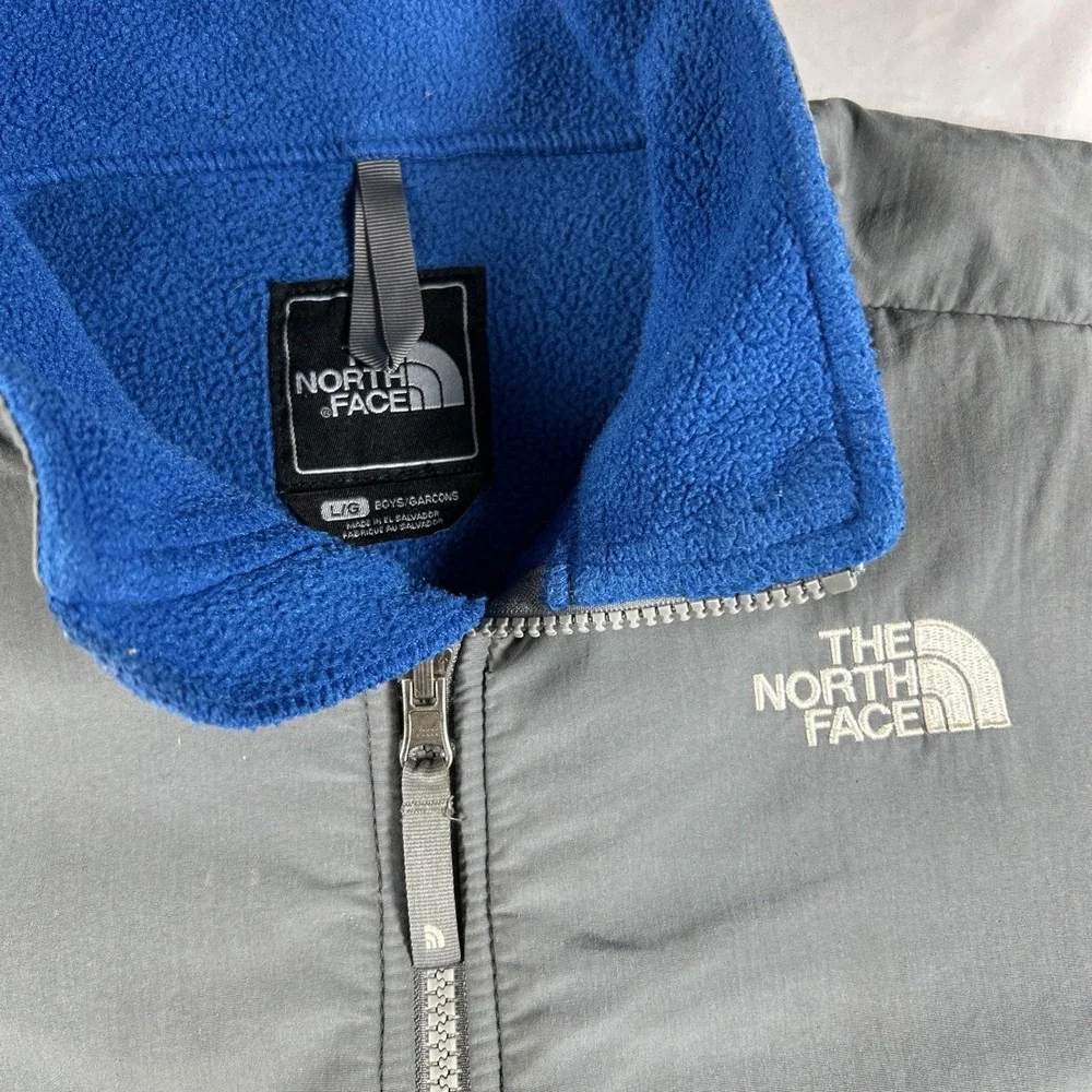 The North Face Denali Fleece Full Zip Jacket Blue Gray Boys Size Large